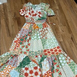 Vibrant Patchwork Casual Dress NWOT